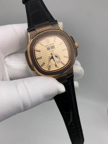 Patek Philippe Nautilus Engraved Gold Dial Chrono High Version Replica