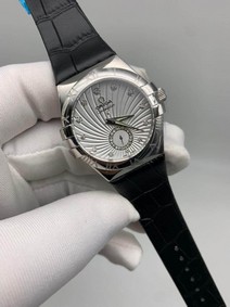 Omega Black Leather Strap Rome Replica