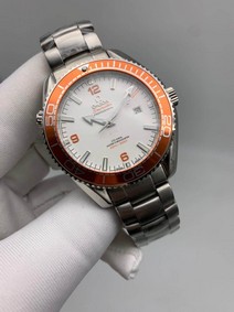 Omega Seamaster Orange Bezel White Dial Replica