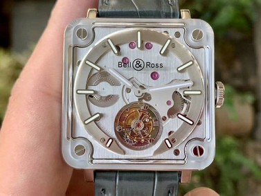 BR-X2 Sapphire Tourbillon BBR Best Edition Steel Dial on Gray Leather Strap V2 Replica