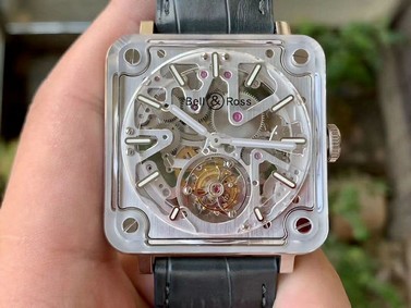 BR-X2 Sapphire Skeleton Tourbillon BBR Best Edition Skeleton Dial on Gray Leather Strap Replica