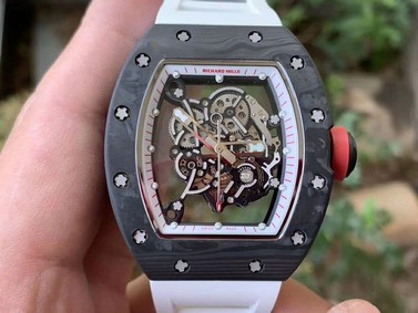 RM055 NTPT KVF Best Edition Skeleton Dial Red Crown on White Rubber Strap MIYOTA8215 V3 Replica