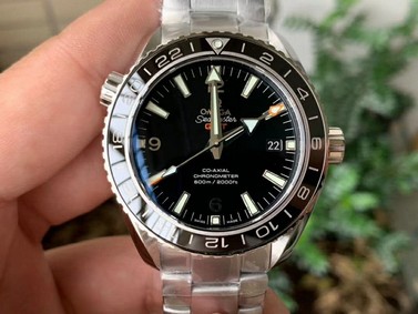 Planet Ocean 600M GMT 43.5mm VSF 1:1 Best Edition Black Dial SS Markers on SS Bracelet A8605 Super Clone Replica