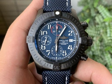 Avenger II Seawolf Chronograph PVD Titanium OXF Best Edition Blue Dial on Blue Nylon Strap 7750 Replica