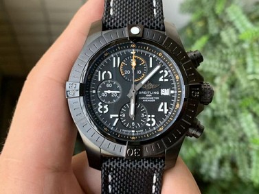 Avenger II Seawolf Chronograph PVD Titanium OXF Best Edition Black Dial on Black Nylon Strap 7750 Replica