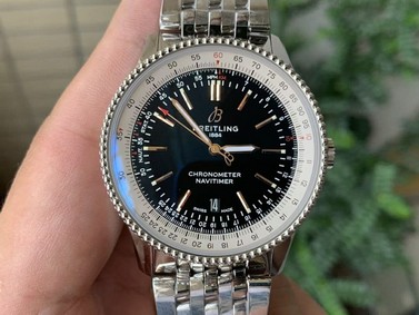Navitimer 1 SS 38mm TF 1:1 Best Edition White Bezel Black Dial on SS Bracelet A2824 (Copy) Replica