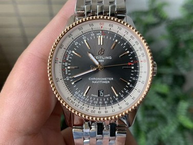 Navitimer 1 SS 38mm TF 1:1 Best Edition White Bezel Grey Dial on SS Bracelet A2824 Replica