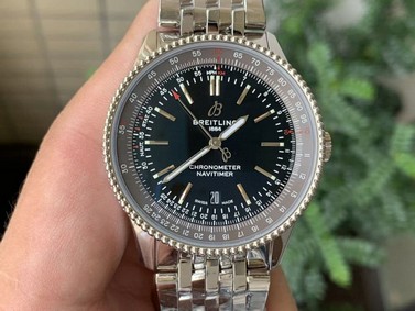 Navitimer 1 SS 38mm TF 1:1 Best Edition Black Bezel Black Dial on SS Bracelet A2824 Replica