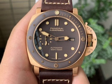 PAM968 V Bronzo VSF 1:1 Best Edition Brown Ceramic Bezel and Dial on Brown Calfskin Strap P.9010 Clone Replica
