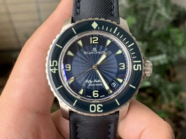 Fifty Fathoms SS Blue ZF 1:1 Limited Edition Blue Dial on Sail-canvas Strap A2836 Replica