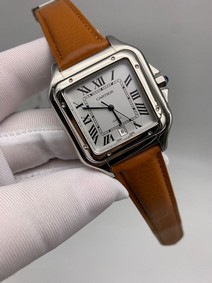 Cartier De Santos Classic Case Silver White Dial Replica