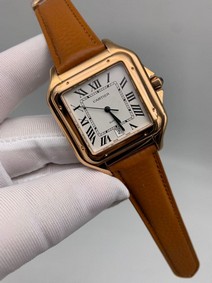 Cartier De Santos Classic Gold Case White Dial Replica