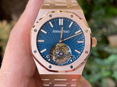 Royal Oak PVD Tourbillon R8F v2 Best Edition Gold Sunburst Tapisserie Dial on PVD Bracelet Replica