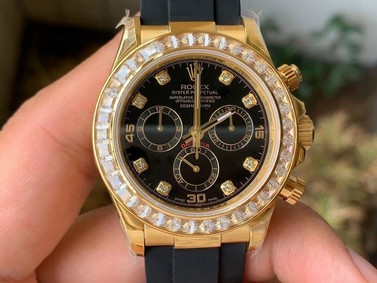 ROLDYT0278 - Daytona 116588 YG/RU Black/Diams OMF Swiss 7750 Replica