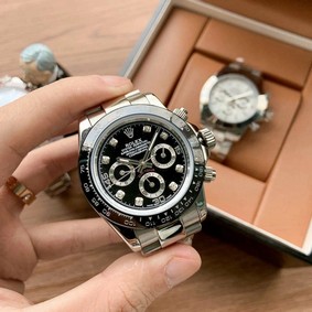 Rolex Daytona Black Dial Diamond on SS Strap Replica