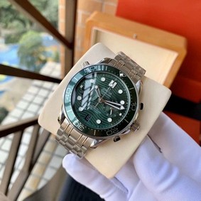 Omega Seamaster Green Dial on SS Strap Chrono Replica