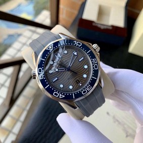 Omagat Seamaster Grey Dial Blue Strap Replica