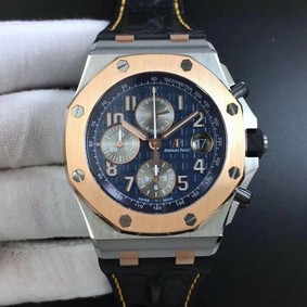 Royal Oak Offshore Bucherer JF Best Edition Two Tone Blue Dial on Black Leather Strap A3126 Replica