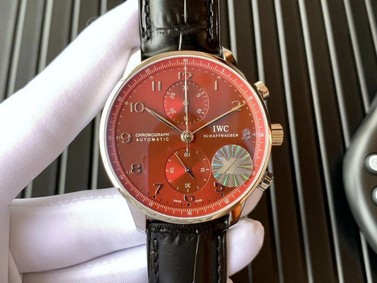 PORTUGUESE CHRONO IW371606 ZF 1:1 BEST EDITION RED DIAL ON BLACK LEATHER STRAP A693551 Replica