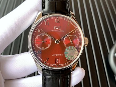 PORTUGUESE CHRONO IW371606 ZF 1:1 BEST EDITION RED DIAL ON BLACK LEATHER STRAP A69355 Replica