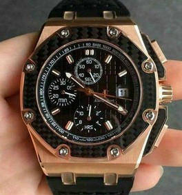 Royal Oak Offshore Juan Pablo Montoya SS JF Best Edition Gold Dial on Black Leather Strap A2226 Replica