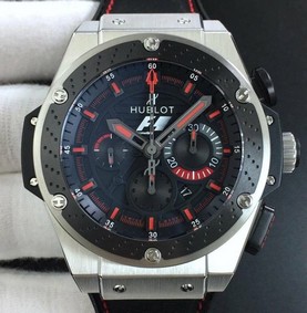 Big Bang Ferrari F1 Carbon Fiber V6F Limited Edition Black/Red Dial on Black Leather Strap HUB4100 Replica