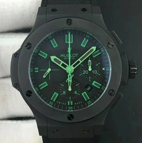 Big Bang 44.5mm PVD Black Dial with Green Markers on Black Gummy Strap 7750 Replica