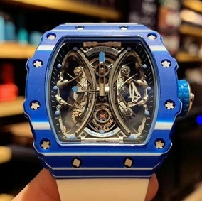 RM 53-01 Real Tourbillon Pablo Mac Donough Blue V9F Best Edition on White Rubber Strap Replica