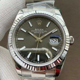Rolex Date Just 41mm Oys Flt 904L SS/SS Grey/Stk VSF VS3235 Replica