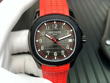 Aquanaut Black Venom DLC ZF 1:1 Best Edition Black Dial on Red Rubber Strap 324CS Replica Watch