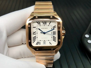 Santos de Cartier 40mm RG GF 1:1 Best Edition White Dial on RG SmartLinks Bracelet MIYOTA 9015 V2 Replica