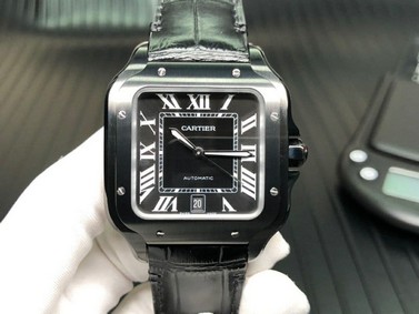 Santos de Cartier 40mm PVD GF 1:1 Best Edition White Dial on Leather Strap MIYOTA 9015 V2 Replica