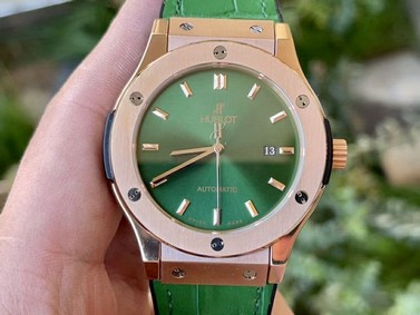 Classic Fusion 45mm SS HBF 1:1 Best Edition Green Dial on Green Gummy Strap A2892 Mirror Replica