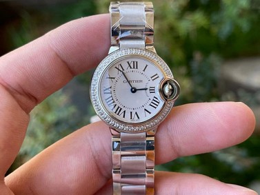 CAR0499 - Balon Bleu Ladies 28mm SS/SS Wht V6F V7 Swiss Qtz Diamond Replica