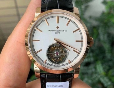 Traditionnelle Tourbillon YG OXF Best Edition White Dial on Black Leather Strap Replica