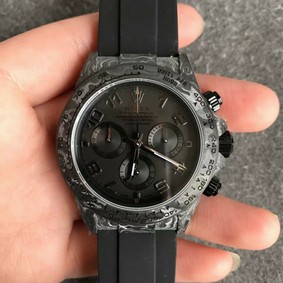 Daytona DIW Carbon OMF Best Edition Black/Black Dial on Black Leather Strap A4130 Replica