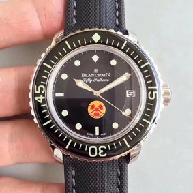 Fifty Fathoms SS "No Radiation" ZF 1:1 Limited Edition Black Dial on Sail-canvas Strap A2836 Replica