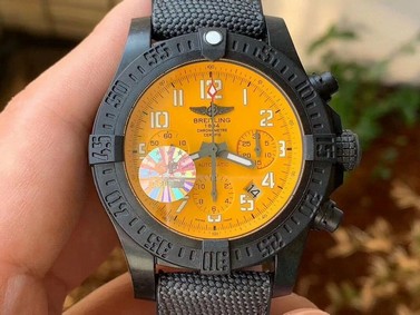 Avenger Hurricane 45mm Chrono GF 1:1 Best Edition Yellow Dial on Black Nylon Strap 7750 Replica