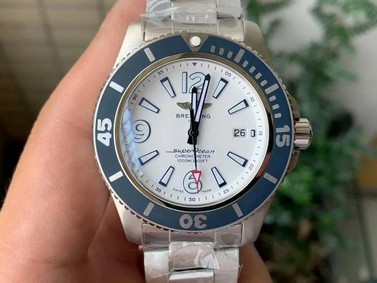 Superocean Automatic 44 TF 1:1 Best Edition White Dial Blue Bezel on SS Bracelet A2824 Replica