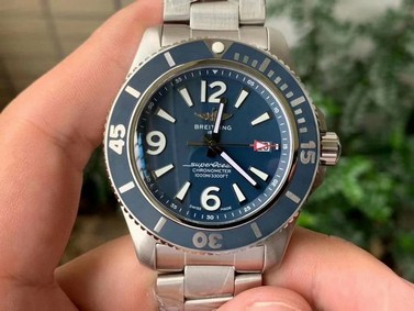 Superocean Automatic 44 TF 1:1 Best Edition Blue Dial Blue Bezel on SS Bracelet A2824 Mirror Replica