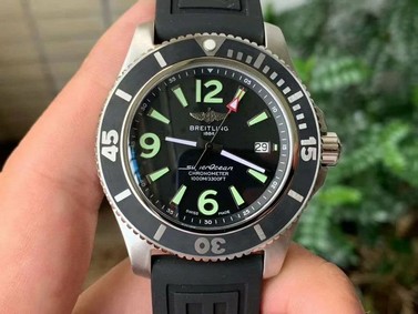 Superocean Automatic 44 TF 1:1 Best Edition Black Dial Black Bezel on Black Rubber Strap A2824 Replica