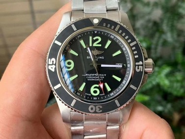 Superocean Automatic 44 TF 1:1 Best Edition Black Dial Black Bezel on SS Bracelet A2824 Replica