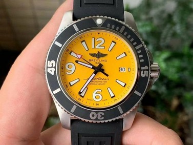 Superocean Automatic 44 TF 1:1 Best Edition Yellow Dial Black Bezel on Black Rubber Strap A2824 Replica