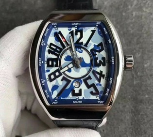 Franck Muller Vanguard Camuflage V45 DLC/LE Blue/Whte ZF MY9015 Replica