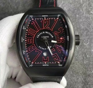 Franck Muller Vanguard Mens Yachting V45 DLC/LE Black/Red ZF MY9015 Replica