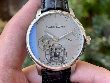 Masterpiece Square Wheel SS Gray Dial on Black Leather Strap A6498 V3 Replica