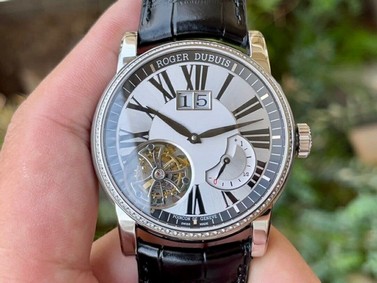 Roger Dubuis Hommage Flying Tourb RDDBHO0568 SS/LE Wht/Wht A Tour Replica