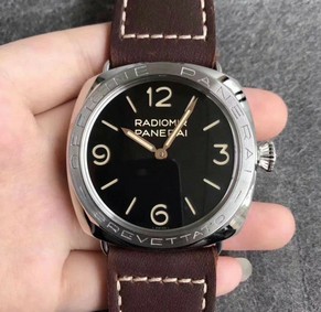 PAM685 Acciaio Brevettato ZF 1:1 Best Edition Black Dial on Brown Leather Strap P.3000 Super Clone Replica