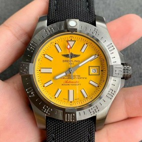 Avenger Hurricane 45mm Chrono GF 1:1 Best Edition Yellow Dial on Black Nylon Strap 7750 Replica