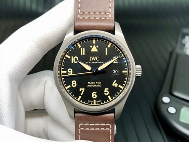 Mark XVIII IW327006 Titanium V7F 1:1 Best Edition Black Dial on Brown Leather Strap A2892 Replica